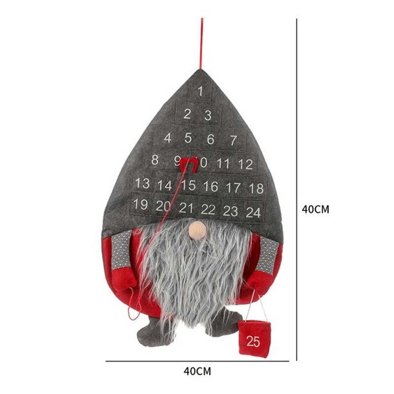 Julenisse Snømann Advent Hengende Kalender Med 24 Lommer
