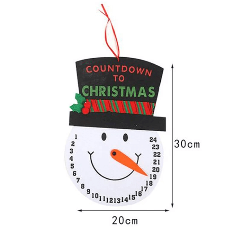 Julenisse Snømann Advent Hengende Kalender Med 24 Lommer