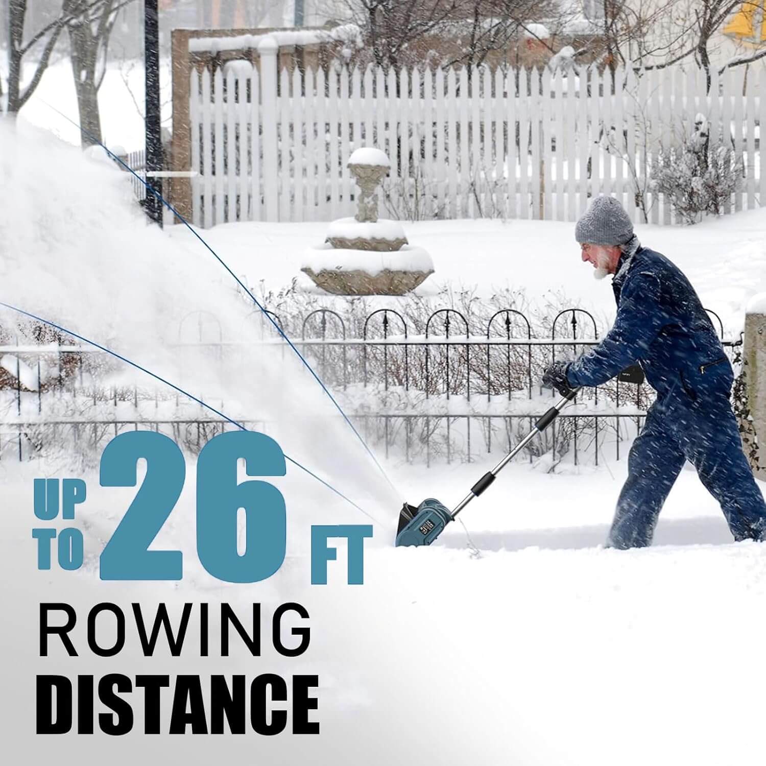 12 tommer trådløs snøskuffe med 2 batterier