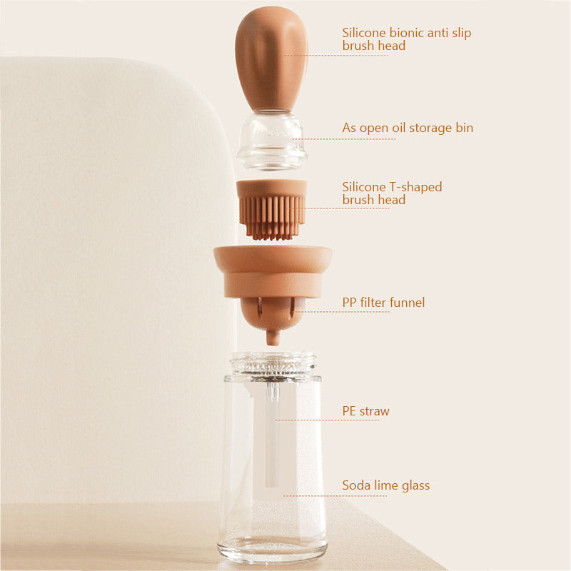 Oljeflaske i Glass med Silikonbørste Kjøkken Mat