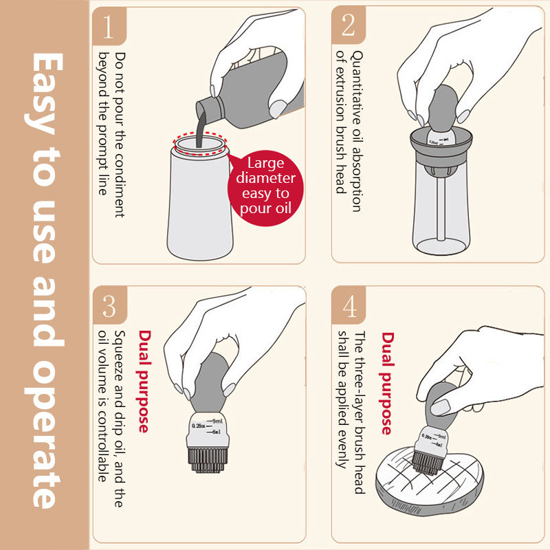 Oljeflaske i Glass med Silikonbørste Kjøkken Mat