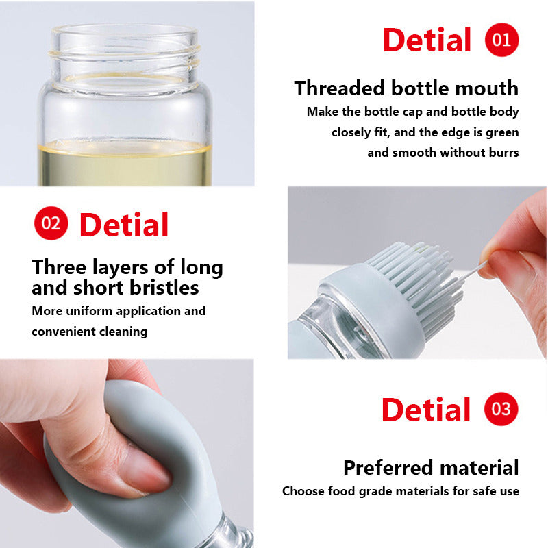 Oljeflaske i Glass med Silikonbørste Kjøkken Mat