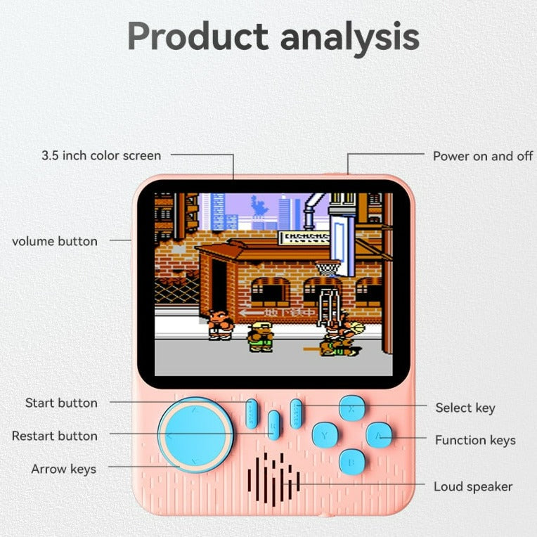 Tynn Håndholdt Retro Videospillkonsoll 666 Spill