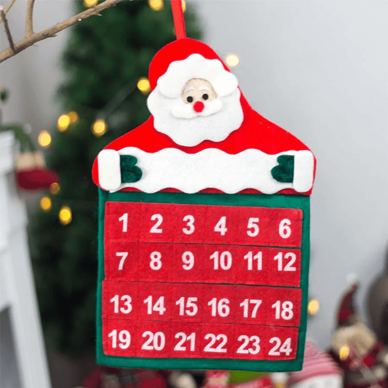 Nedtelling Jul Adventskalender i Stoff - Julenisse 24 Dager