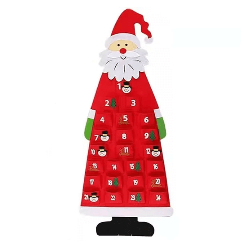 Julenisse Snømann Advent Hengende Kalender Med 24 Lommer