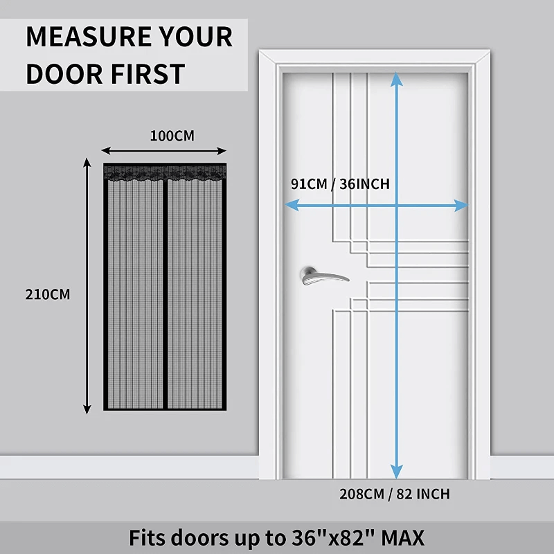 Magnetisk Myggnett for Dør med Automatisk Lukking | Insektnett med Magnetlås – Myggbeskyttelse for Terrasse, Balkong & Entré (Flere Størrelser)