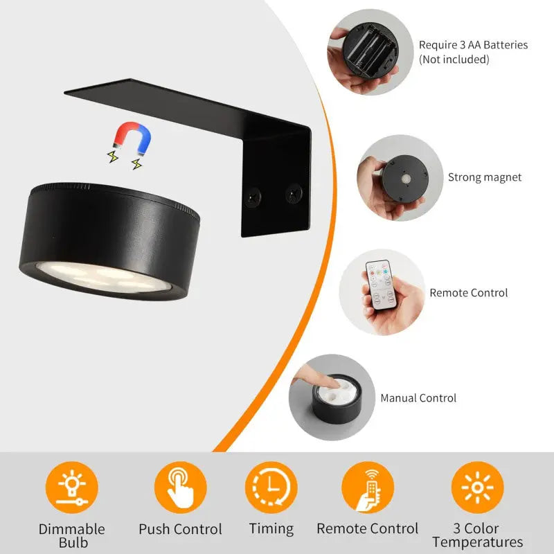 GlowFlex – Magnetisk Multifunksjonell Trådløs Vegglampe (3-pakning)