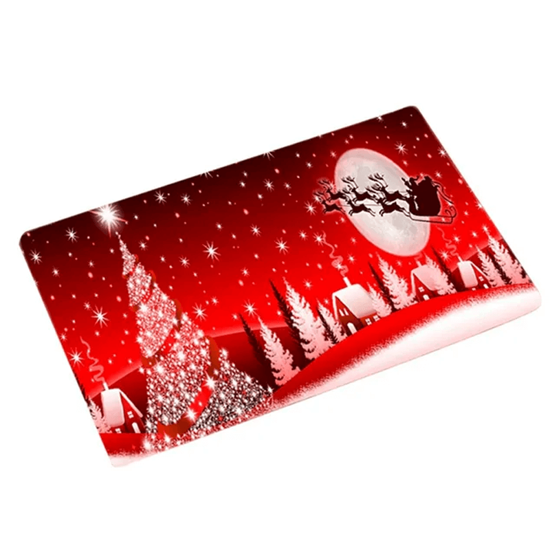 60x40 cm Innbydende Julematte i Flanell - God Julestemning, Julenisse, Stjerne, Reinsdyr