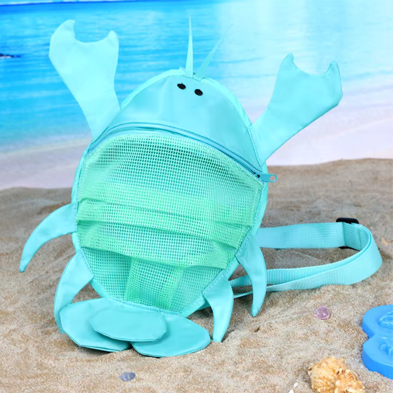 Ny Krabbeformet Skjellpose for Strand Barn Kurv Sandpose Barn Skjell Mesh Skulderveske for Barn