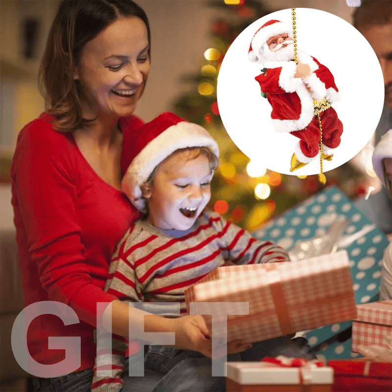 Klatrende Julenisse i Hengende Kjetting - Batteridrevet