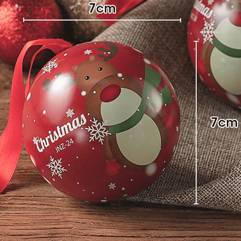 Julekule Godteriboks Juledekorasjon - Fyll med Godteri & Sjokolade, Julenisse, Elg, Snømann