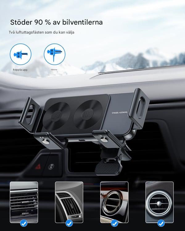 ChargeMount - Justerbar Smart Biltelefonholder med 15W Trådløs Ladeplate for Fellbare Skjermer
