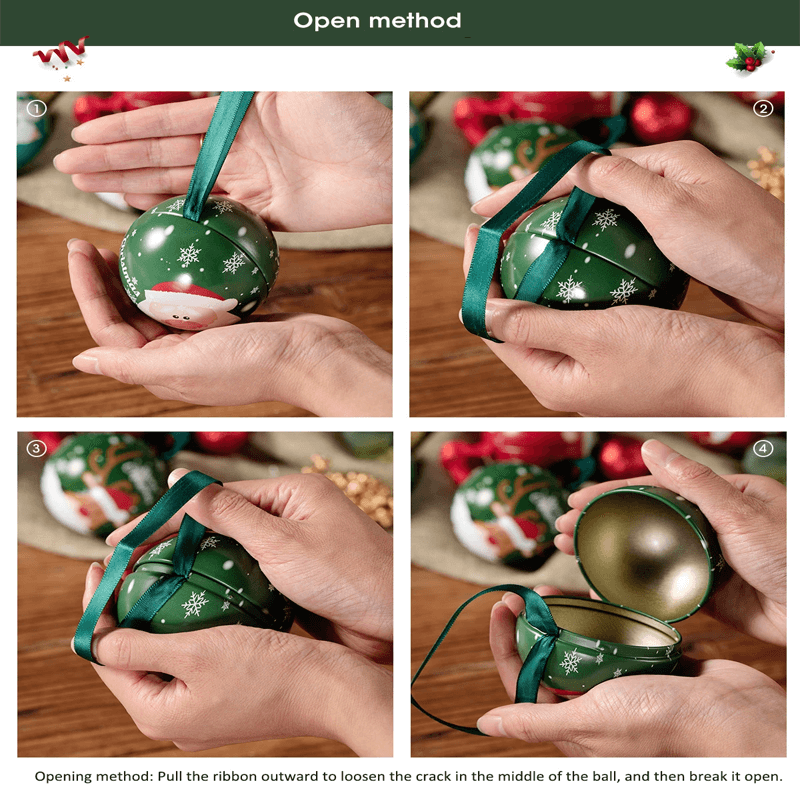 Julekule Godteriboks Juledekorasjon - Fyll med Godteri & Sjokolade, Julenisse, Elg, Snømann