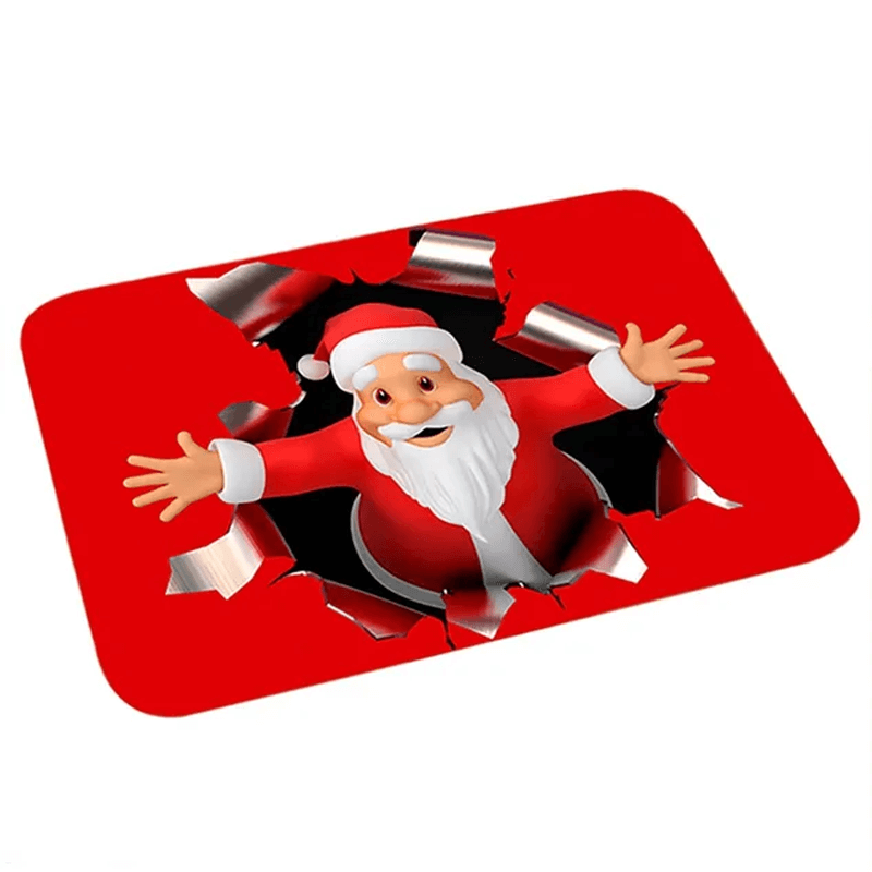 60x40 cm Innbydende Julematte i Flanell - God Julestemning, Julenisse, Stjerne, Reinsdyr