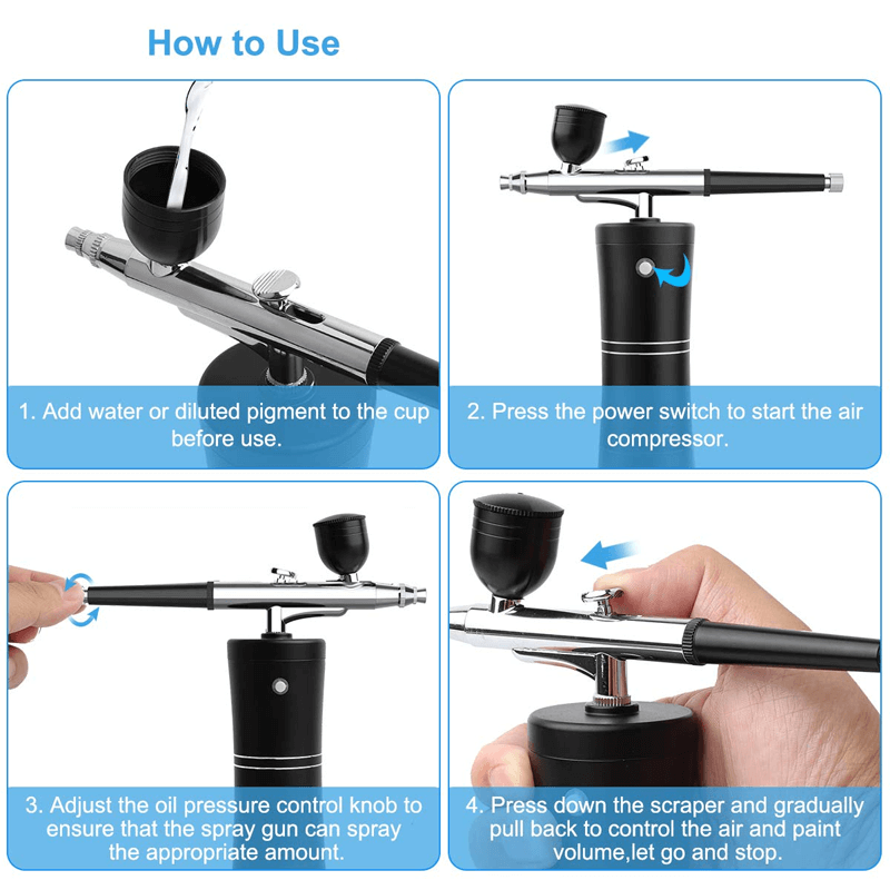 Trådløs Airbrush med Dobbelvirkende Spraypistol