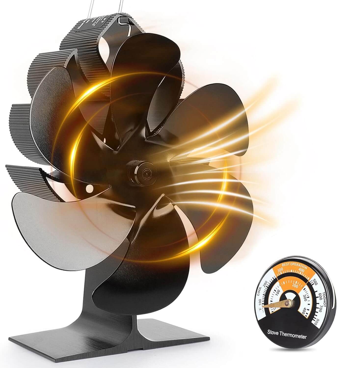 6 blads varmekraft drevet ovnsvifte