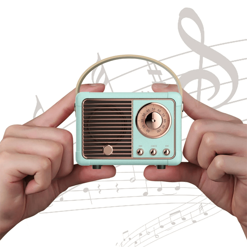 Mini Bluetooth-høyttaler i vintagestil