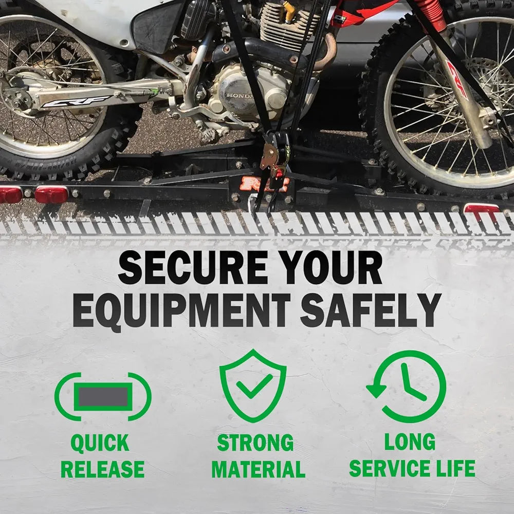 MOTO4U Uttrekkbare Jekkestropper, 1" x 6' Selvlåsende Jekkestropper med Myke Løkker og Oppbevaringspose, Kraftig Oppgradert S-krok med Klips 660LBS for Motorsykkel, Kajakk, ATV, Båter