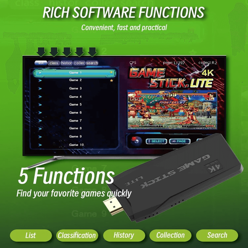 Trådløs Retro Spillkonsoll med 20 000 Klassiske Spill, 4K TV Spillpinne