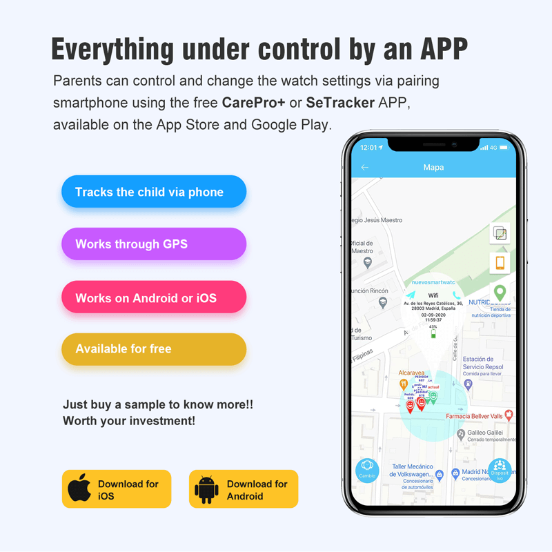 Vanntett Smartklokke for Barn 4G