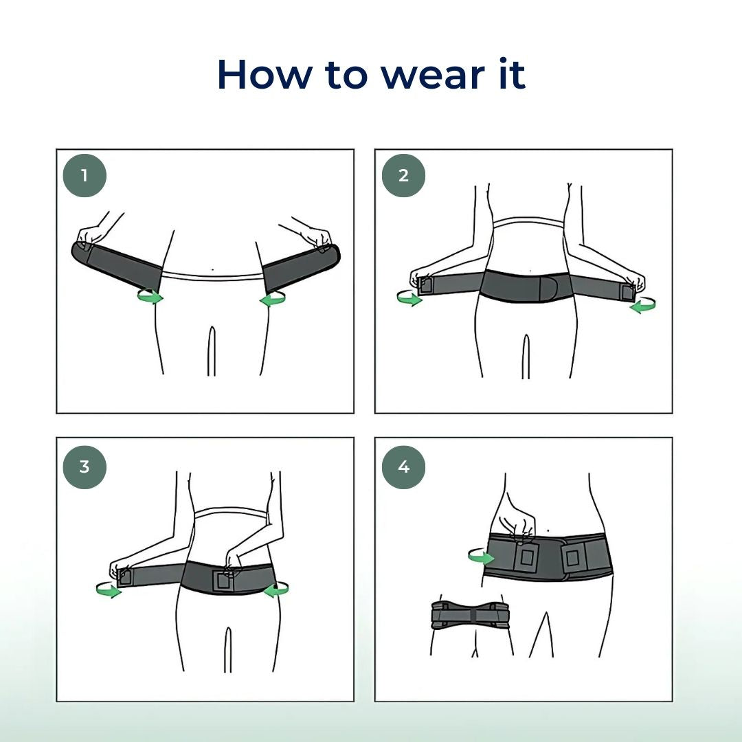 BackGuard Korsryggstøttebelte | Lindring av smerter i korsryggen - Justerbar passform for holdningskorrigering - Skadeforebygging - Aktiv bruk