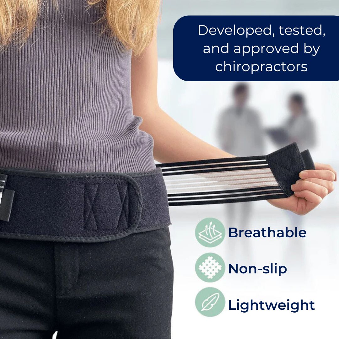 BackGuard Korsryggstøttebelte | Lindring av smerter i korsryggen - Justerbar passform for holdningskorrigering - Skadeforebygging - Aktiv bruk