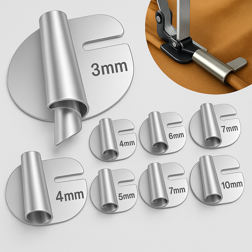 Løsningen for perfekte og profesjonelle falser - Sett 8 rullefalspressføtter