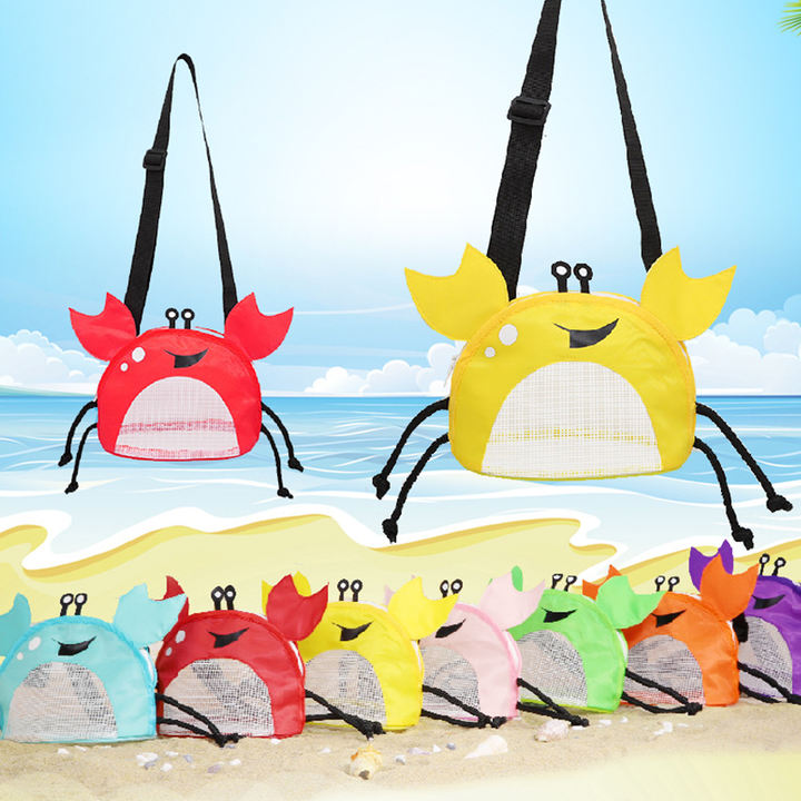 Ny Krabbeformet Skjellpose for Strand Barn Kurv Sandpose Barn Skjell Mesh Skulderveske for Barn