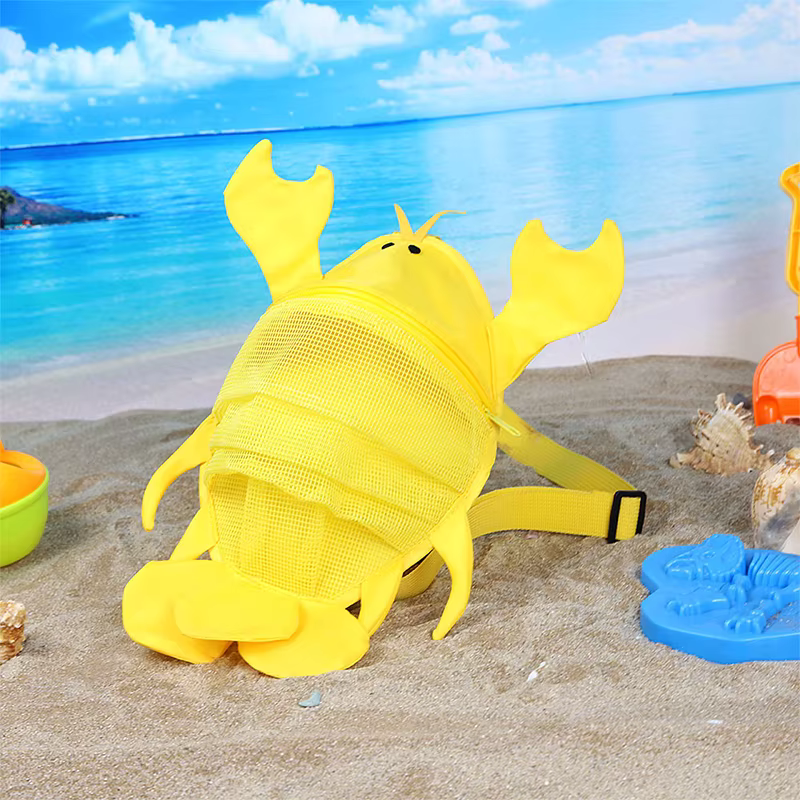 Ny Krabbeformet Skjellpose for Strand Barn Kurv Sandpose Barn Skjell Mesh Skulderveske for Barn