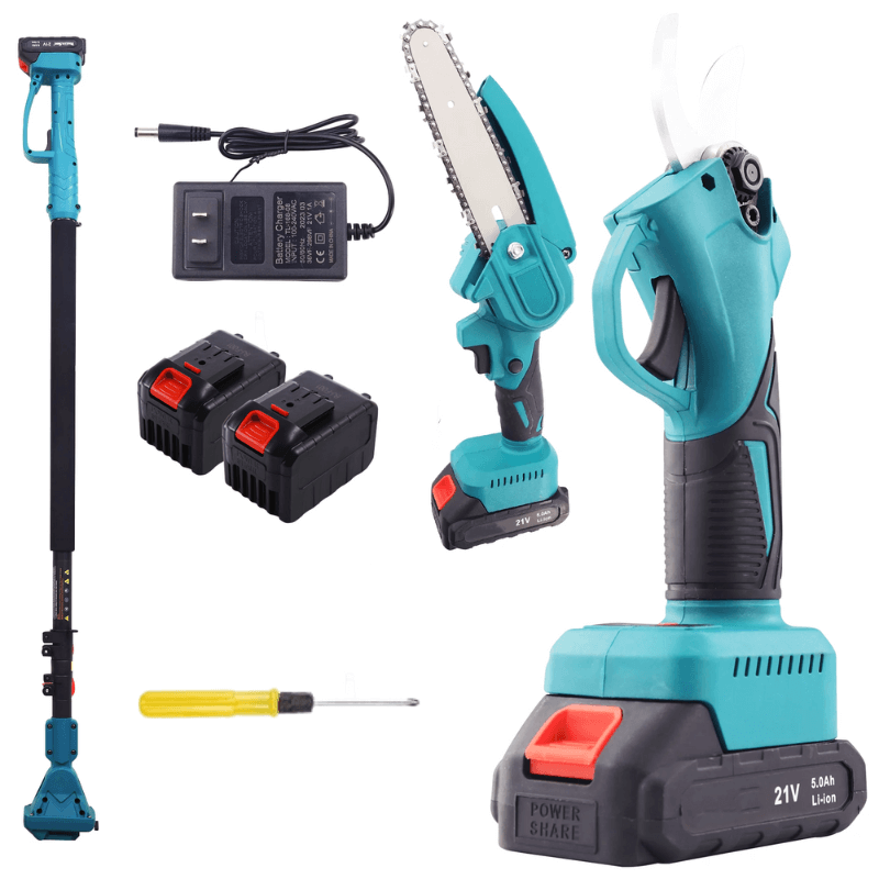 2 i 1 Trådløs 8 tommer Kjedesag med Grensag