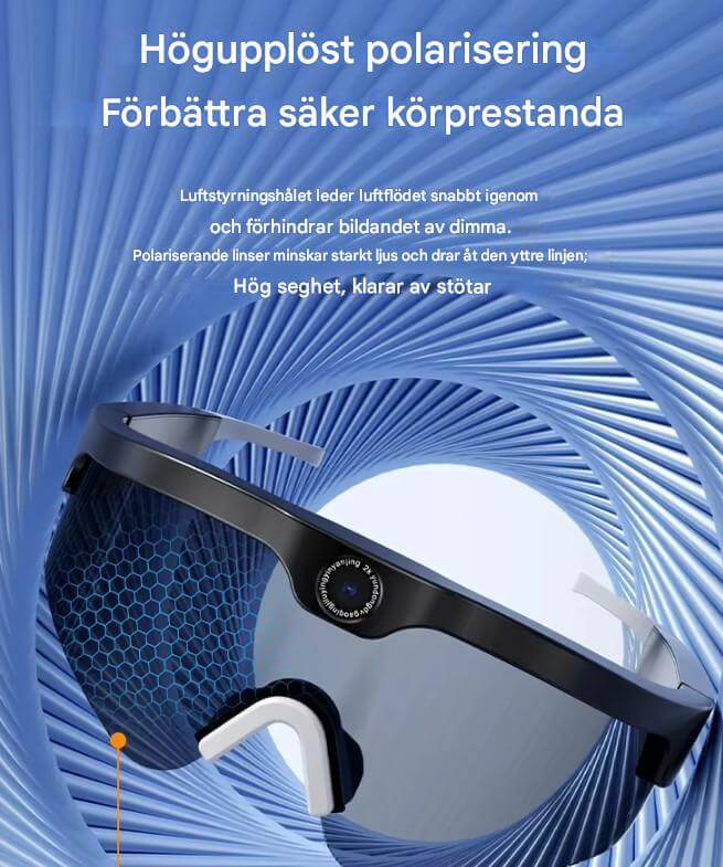 SmartSol – Solbriller med Innebygd Kamera og Trådløse Hodetelefoner | Kompakte og Funksjonelle for Aktive Eventyr
