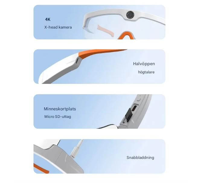 SmartSol – Solbriller med Innebygd Kamera og Trådløse Hodetelefoner | Kompakte og Funksjonelle for Aktive Eventyr