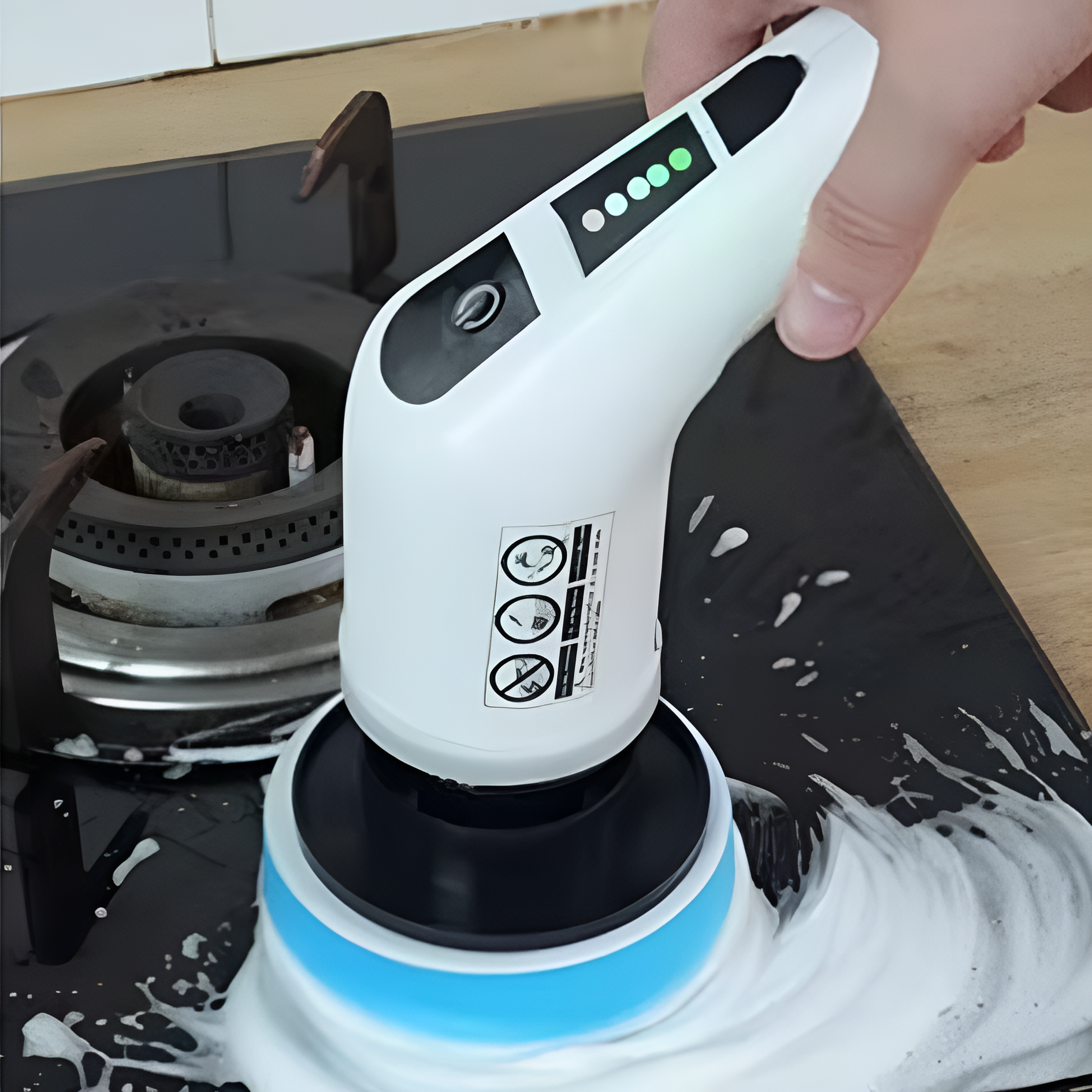 SpinClean - 9-i-1 Elektrisk Rengjøringsbørste Med Stav For Skånsom Rengjøring