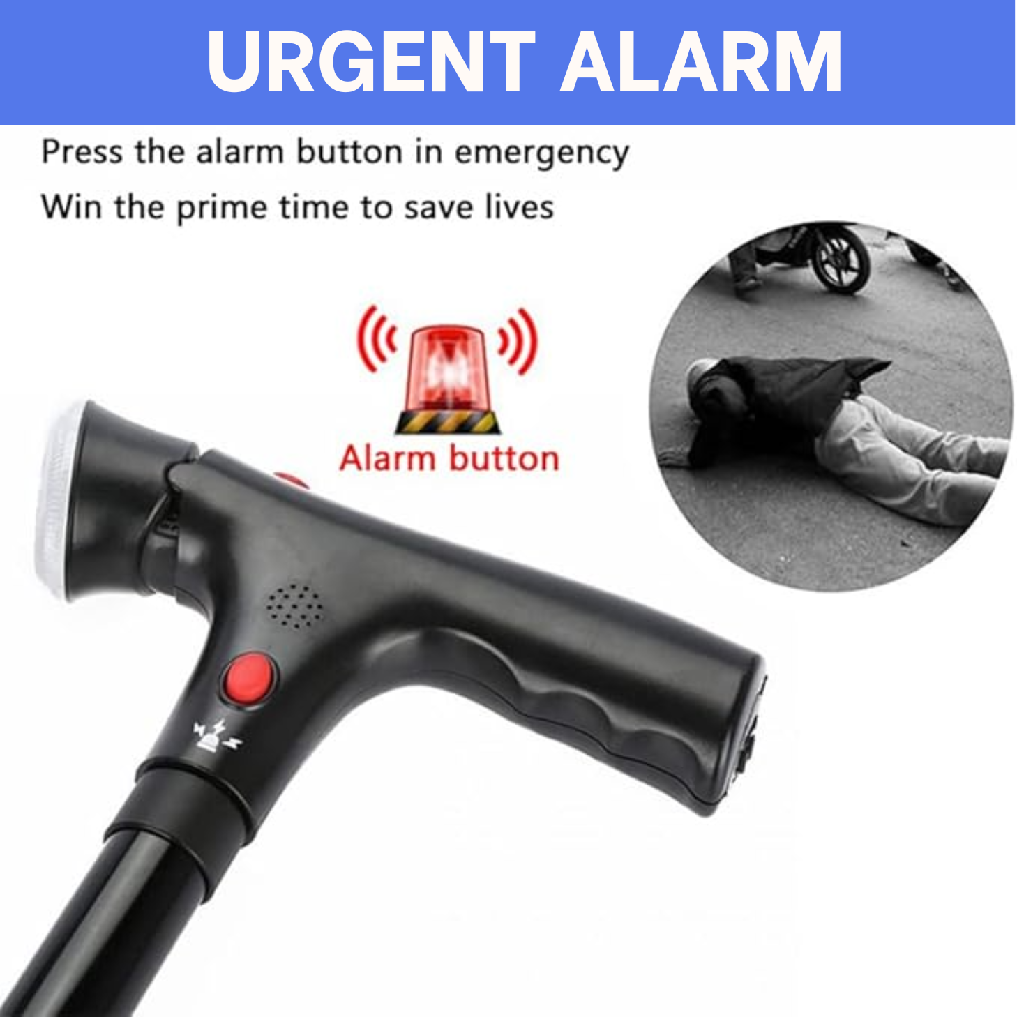 3 in 1 Elderly Twin Grip Cane