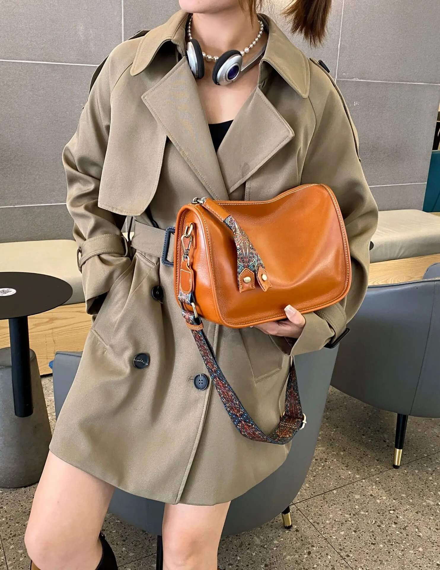 Luksus Skinnveske – Romslig og elegant håndveske i ekte skinn