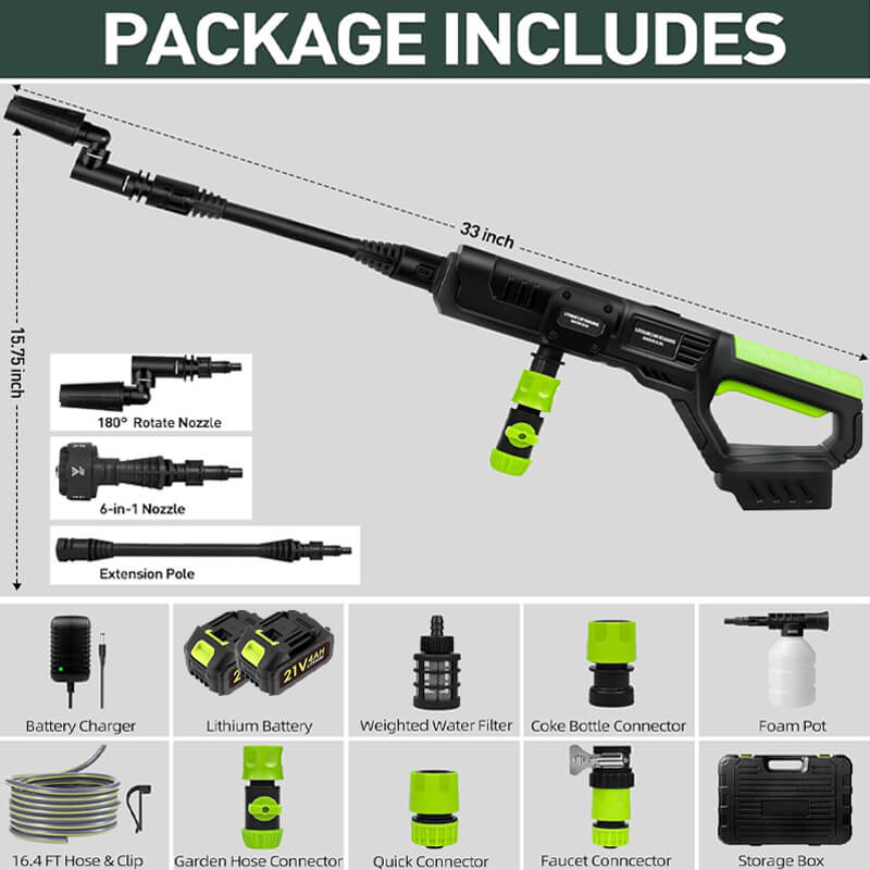 1200PSI Trådløs Høytrykksspyler Pro med 2 Batterier