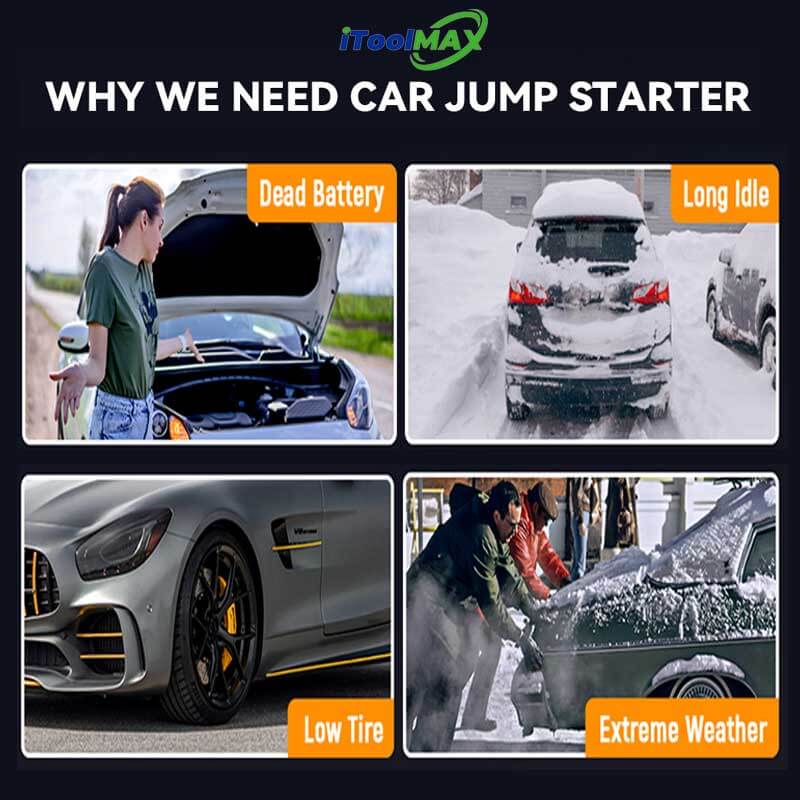 4 i 1 Bærbar Startbooster med Luftpumpe Pro