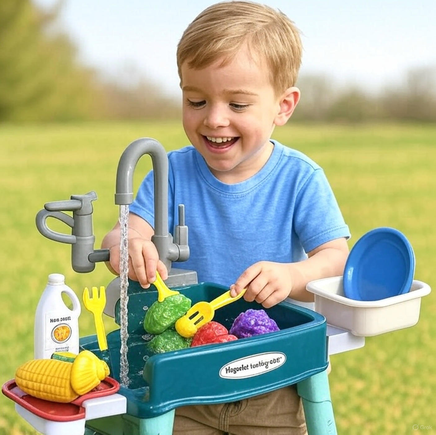 Lekekjøkken med magisk kran - Styrker motorikk, kreativitet og sosial ferdighet!