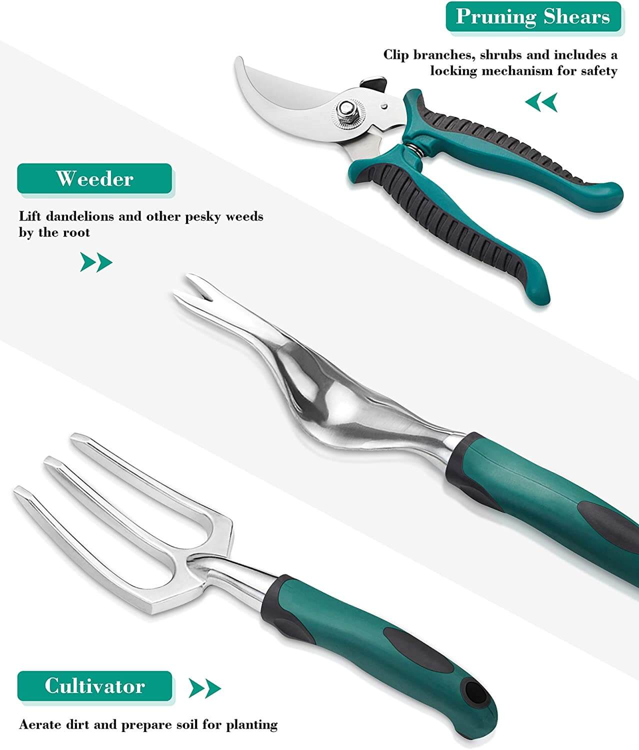 11 delers hageredskapssett i aluminiumslegering