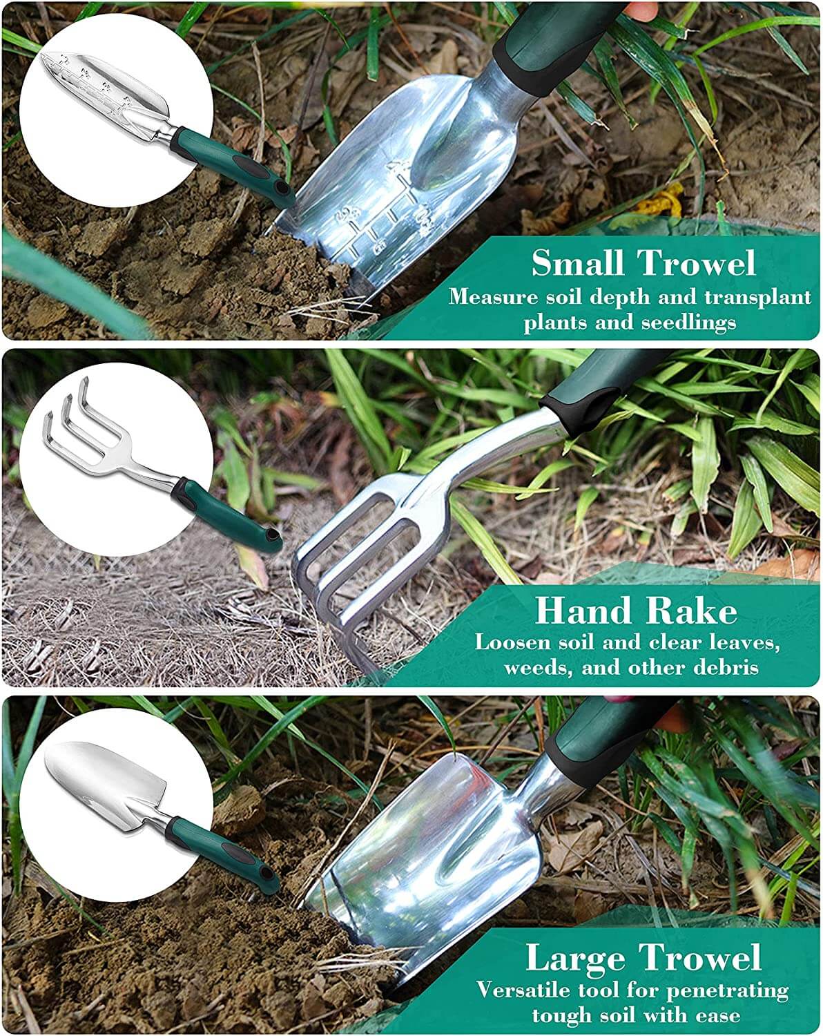 11 delers hageredskapssett i aluminiumslegering