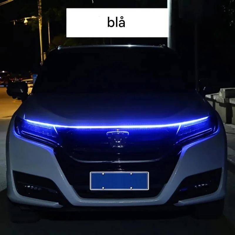 GlowTail - LED DRL Huvlist for Bil | 150cm Sekvensielt Lysbånd med Vanntett Design