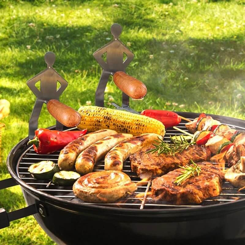 Sausbro - Bærbar pølseholder i rustfritt stål for camping, grill og piknik 5 stk