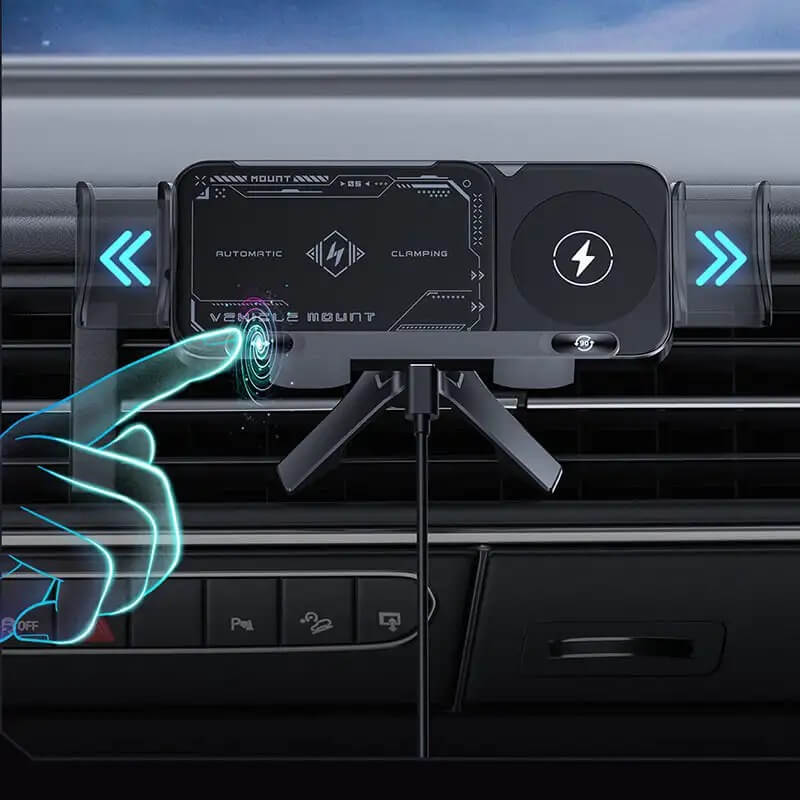 ChargeMount - Justerbar Smart Biltelefonholder med 15W Trådløs Ladeplate for Fellbare Skjermer