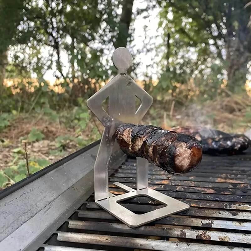 Sausbro - Bærbar pølseholder i rustfritt stål for camping, grill og piknik 5 stk