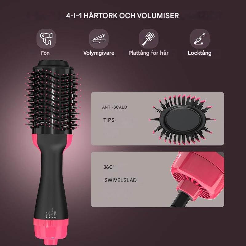 StylePro – 4-i-1 Varmluftsbørste for Føn, Volum og Styling | Smidig Hårstyling med En Enhet