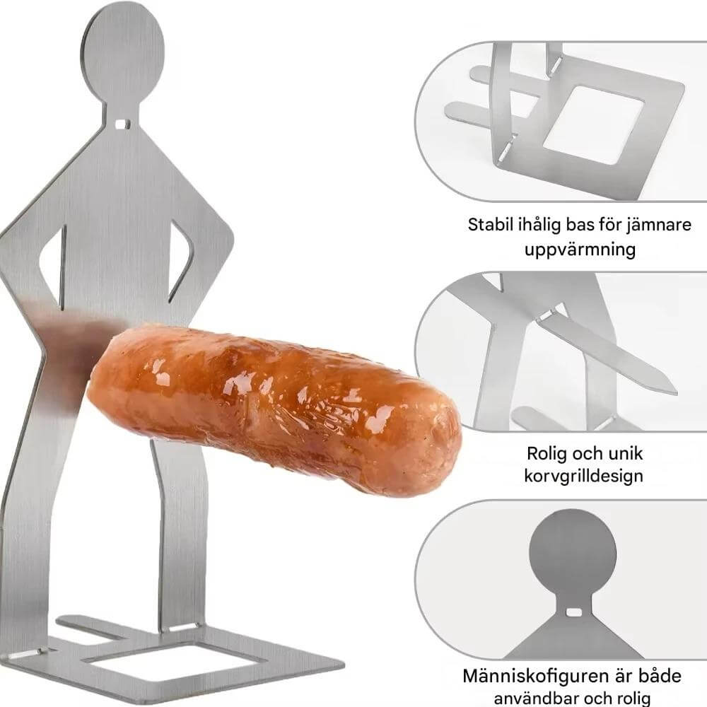 Sausbro - Bærbar pølseholder i rustfritt stål for camping, grill og piknik 5 stk