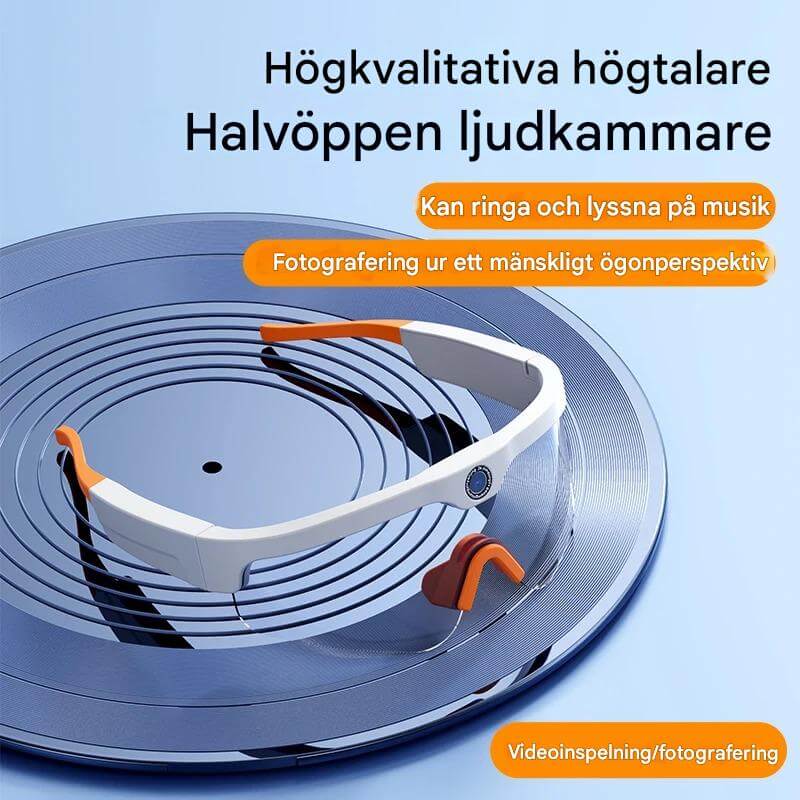 SmartSol – Solbriller med Innebygd Kamera og Trådløse Hodetelefoner | Kompakte og Funksjonelle for Aktive Eventyr