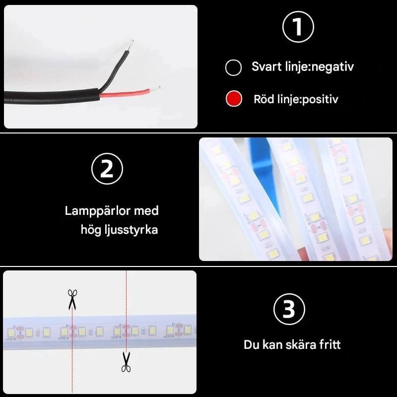 GlowTail - LED DRL Huvlist for Bil | 150cm Sekvensielt Lysbånd med Vanntett Design