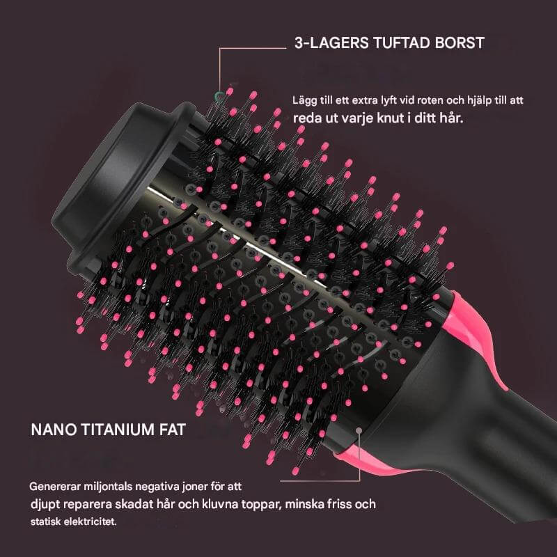 StylePro – 4-i-1 Varmluftsbørste for Føn, Volum og Styling | Smidig Hårstyling med En Enhet