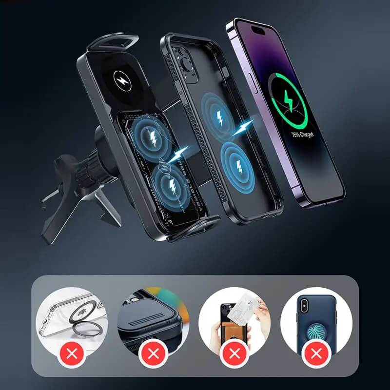 ChargeMount - Justerbar Smart Biltelefonholder med 15W Trådløs Ladeplate for Fellbare Skjermer